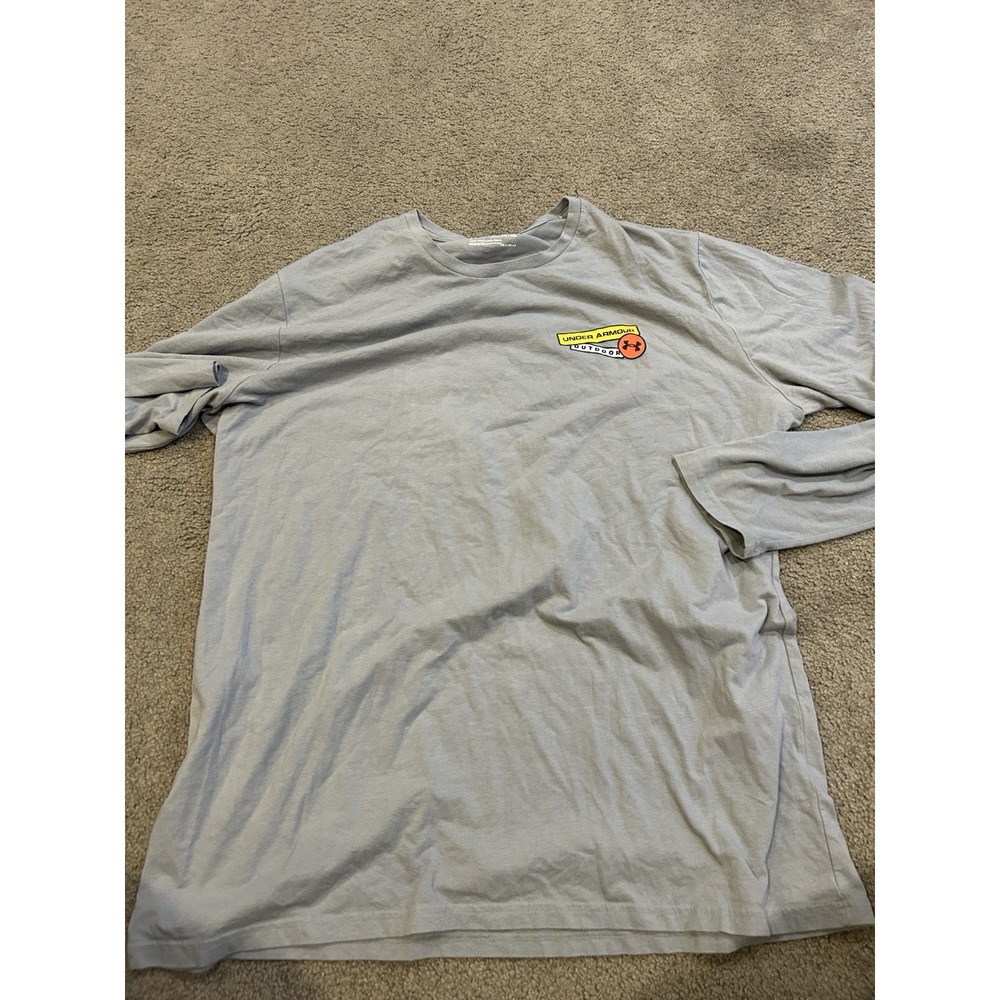 Under Armour Shirt Mens 2XL Gray‎ Yellow Crewneck Long Sleeve Athletic Outdoor
